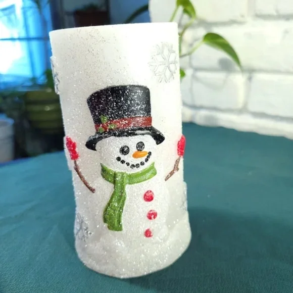 3/$25 Snowman Battery Glitter Candle - Picture 6 of 7